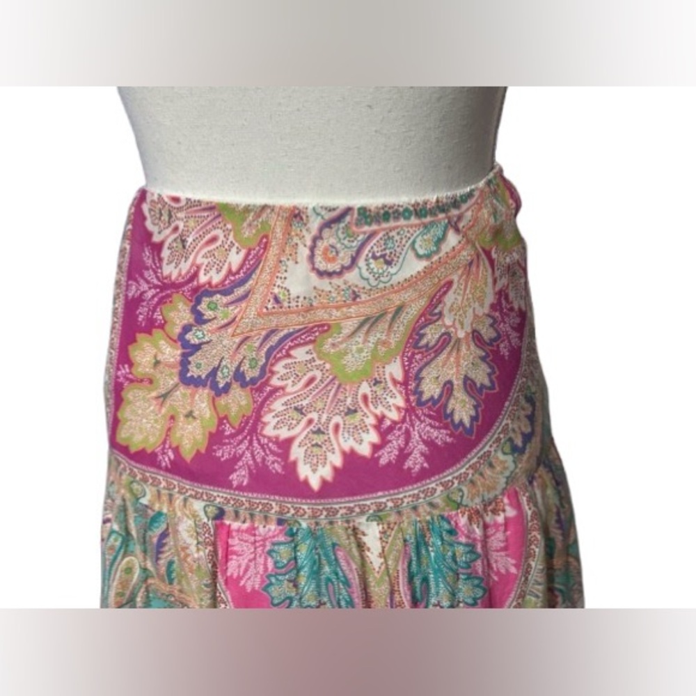 100% Cotton Ralph Lauren 1X Skirt Madi Paisley Boho Pink Aqua Size 18 Size 16 - Picture 9 of 14